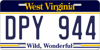 WV license plate DPY944