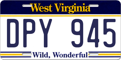 WV license plate DPY945