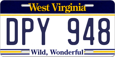 WV license plate DPY948