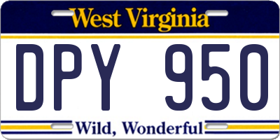 WV license plate DPY950