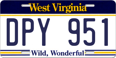 WV license plate DPY951