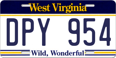 WV license plate DPY954