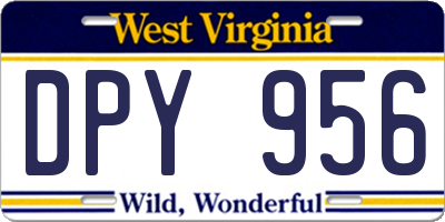 WV license plate DPY956