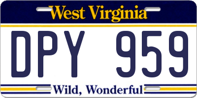 WV license plate DPY959