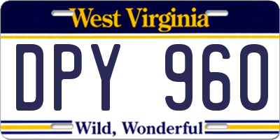 WV license plate DPY960