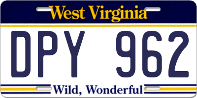 WV license plate DPY962