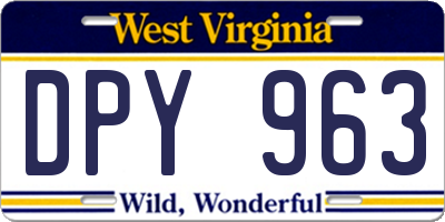 WV license plate DPY963