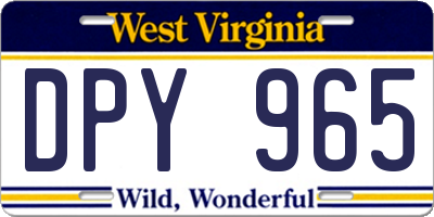 WV license plate DPY965