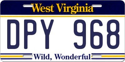 WV license plate DPY968