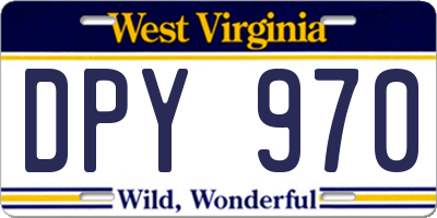 WV license plate DPY970