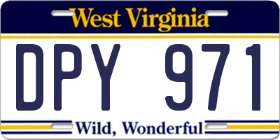 WV license plate DPY971