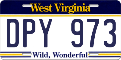 WV license plate DPY973
