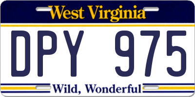 WV license plate DPY975
