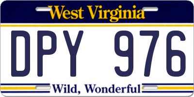 WV license plate DPY976