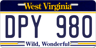 WV license plate DPY980