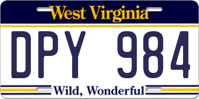 WV license plate DPY984