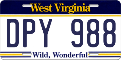 WV license plate DPY988