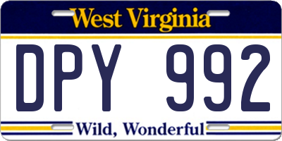 WV license plate DPY992