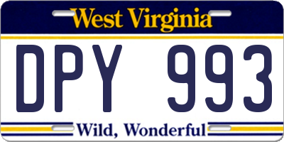 WV license plate DPY993
