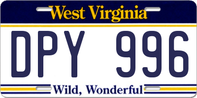WV license plate DPY996