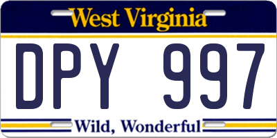 WV license plate DPY997