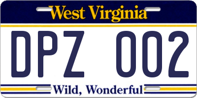 WV license plate DPZ002