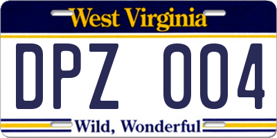 WV license plate DPZ004