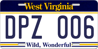 WV license plate DPZ006