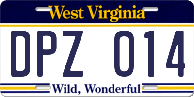 WV license plate DPZ014
