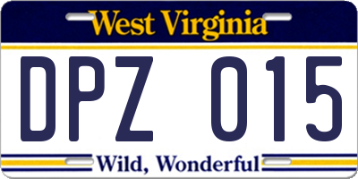 WV license plate DPZ015