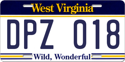 WV license plate DPZ018