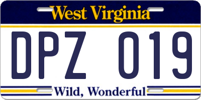 WV license plate DPZ019