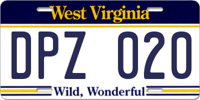 WV license plate DPZ020
