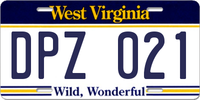 WV license plate DPZ021