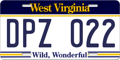 WV license plate DPZ022
