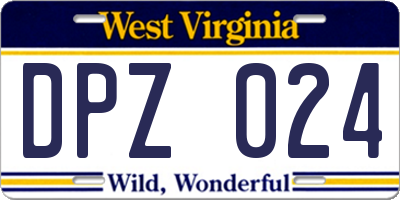 WV license plate DPZ024