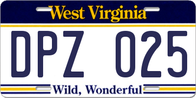 WV license plate DPZ025