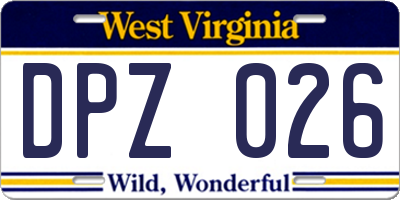 WV license plate DPZ026