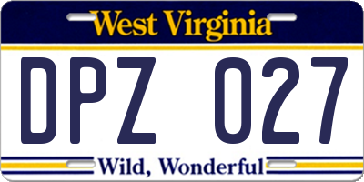 WV license plate DPZ027