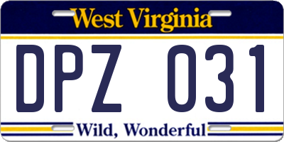 WV license plate DPZ031