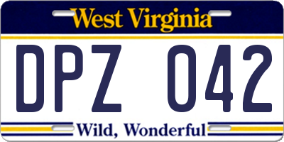 WV license plate DPZ042