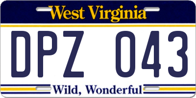 WV license plate DPZ043