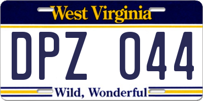 WV license plate DPZ044