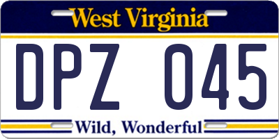 WV license plate DPZ045