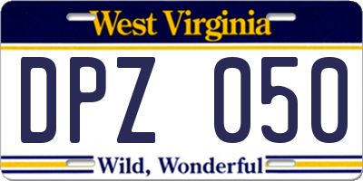 WV license plate DPZ050