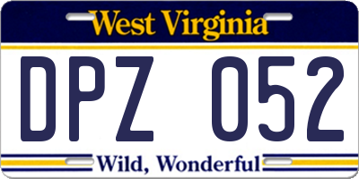 WV license plate DPZ052