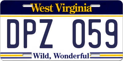 WV license plate DPZ059