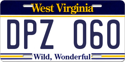 WV license plate DPZ060