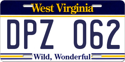 WV license plate DPZ062