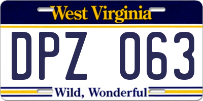 WV license plate DPZ063